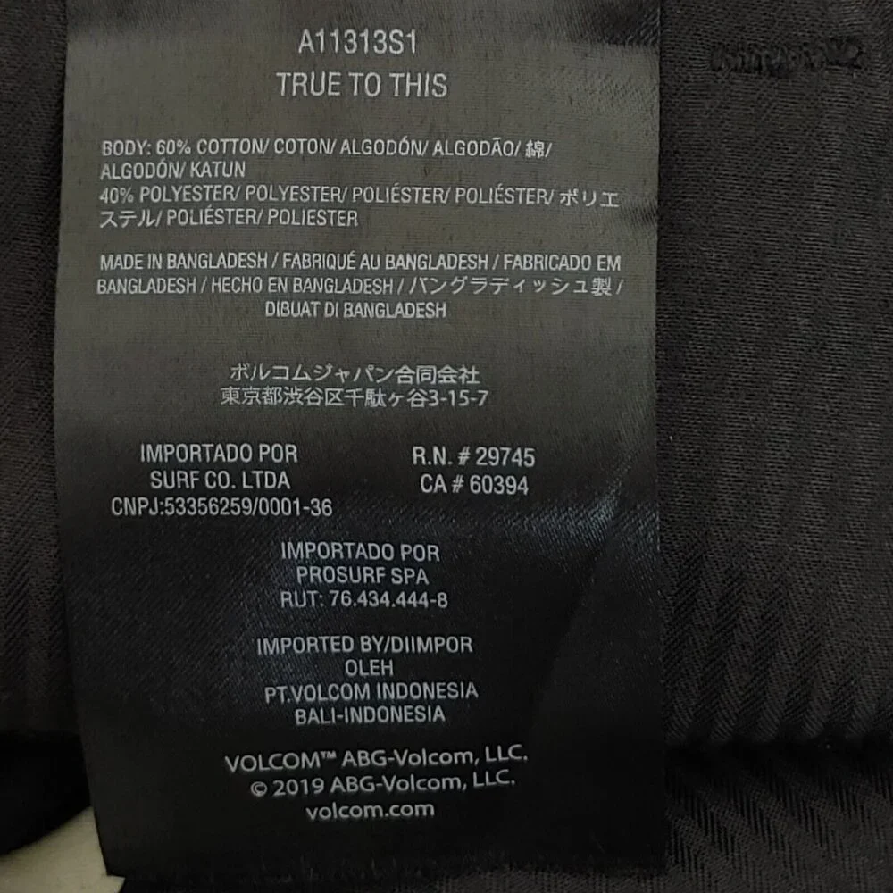 Volcom Chino Pants Slim Fit Black Men's Size 34 Excellent Condition